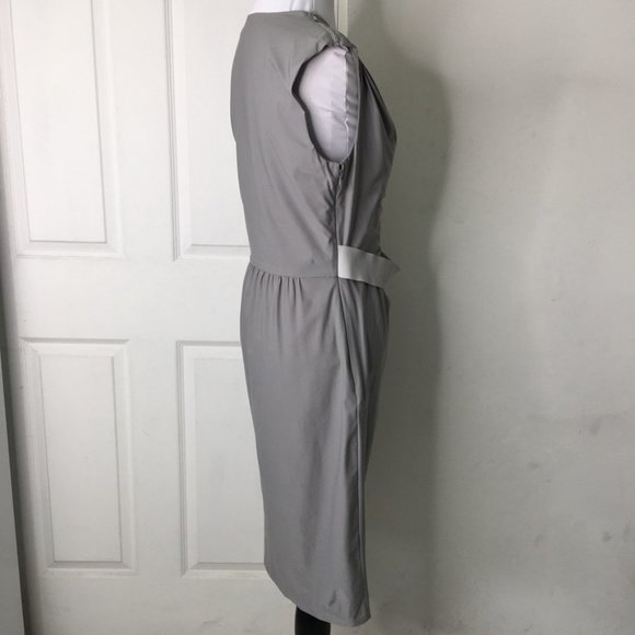 Diane von Furstenberg Women's Alba Two Gray Sheath Dress Size 6 Sleeveless - Picture 6 of 14